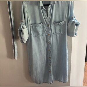 Cloth and Stone chambray shirt dress with belt.